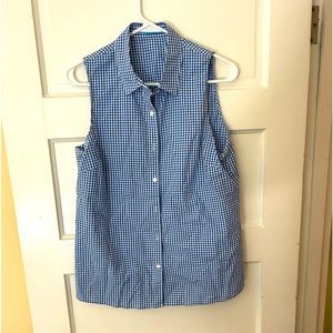 Sleeveless button down gingham top size 10 J McLaughlin